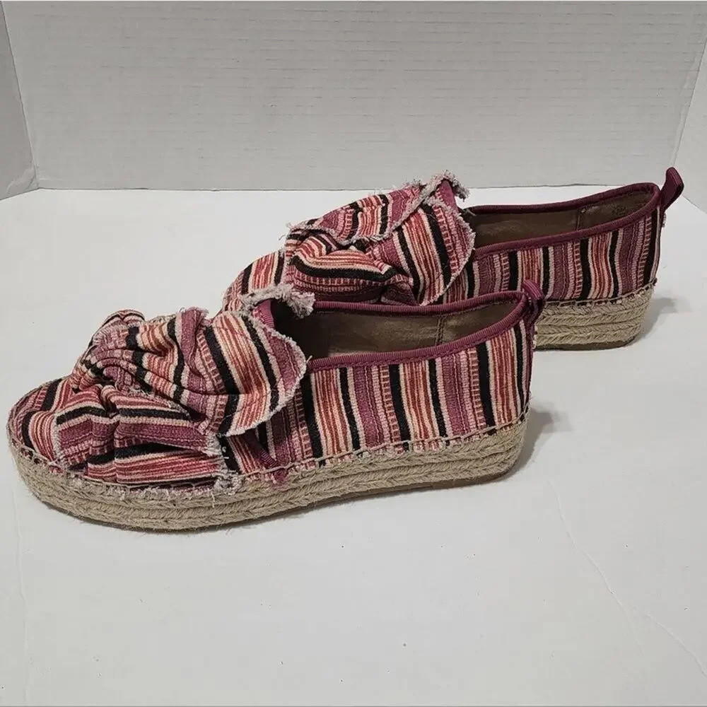 SAM Edelman Pink Black Pattern Cabrera Fabric Espadrille Women's US‎ 8.5M